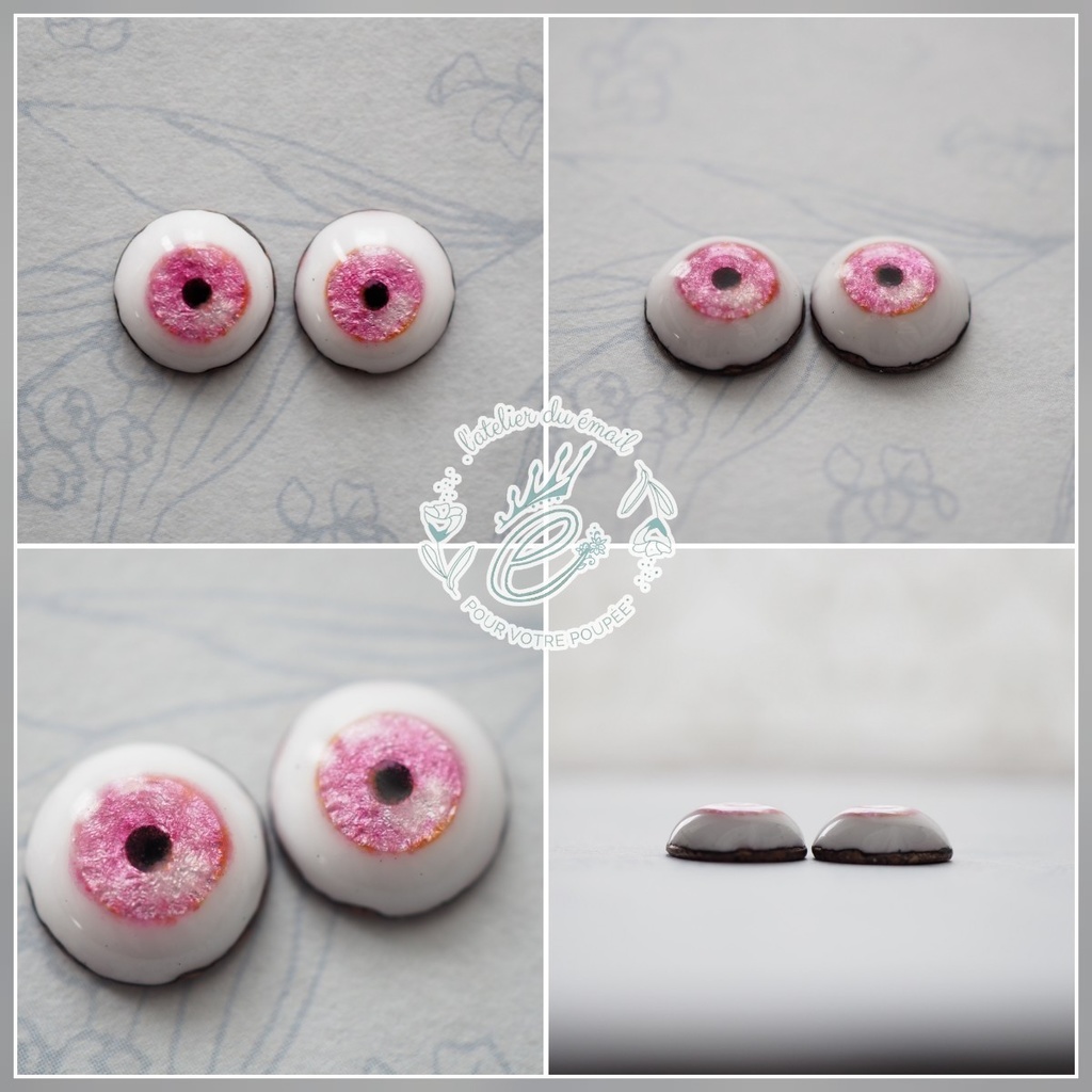 【B品】11mm/7mm ピンク系 水彩タイプ 七宝グラスアイ