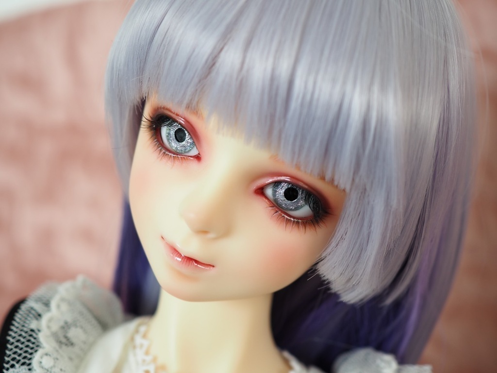 16mm/8.5mm ピンク×グレー 水彩タイプ 七宝グラスアイ