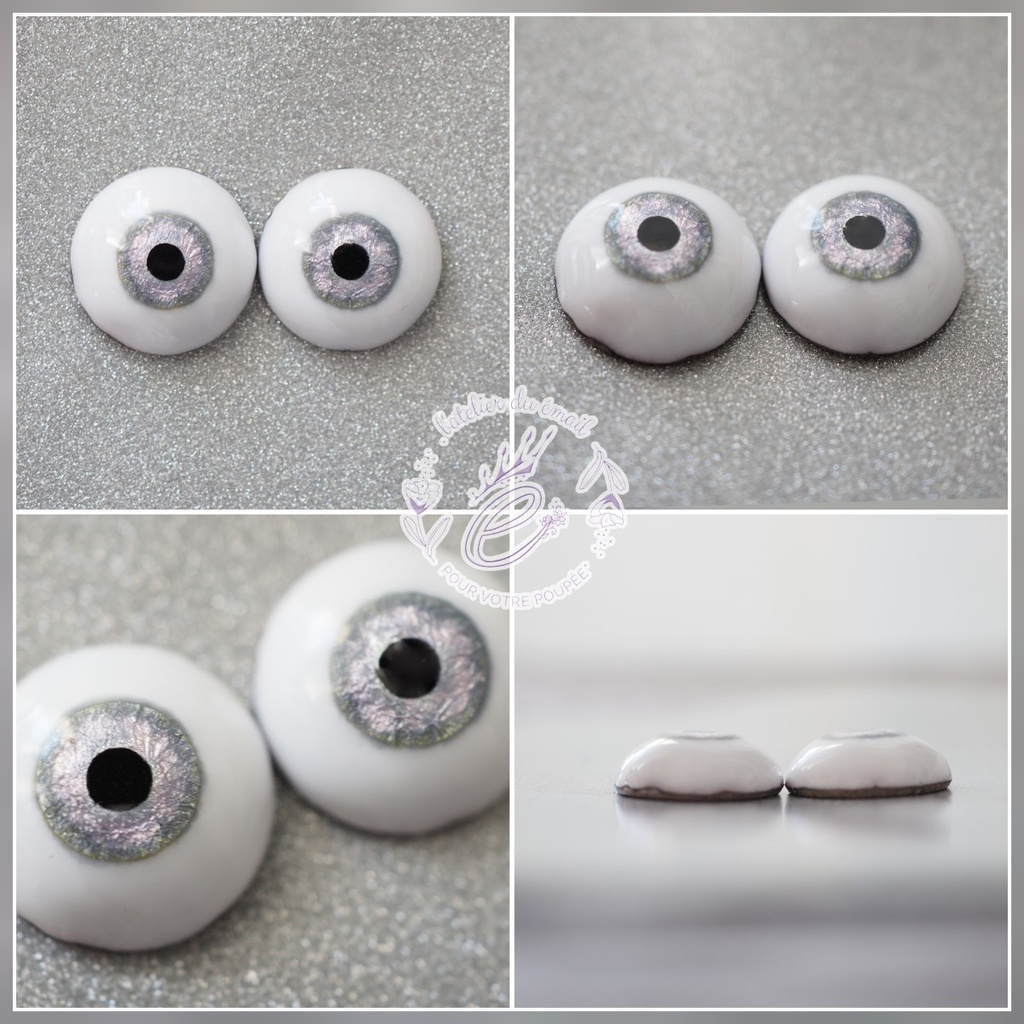 16mm/8.5mm ピンク×グレー 水彩タイプ 七宝グラスアイ
