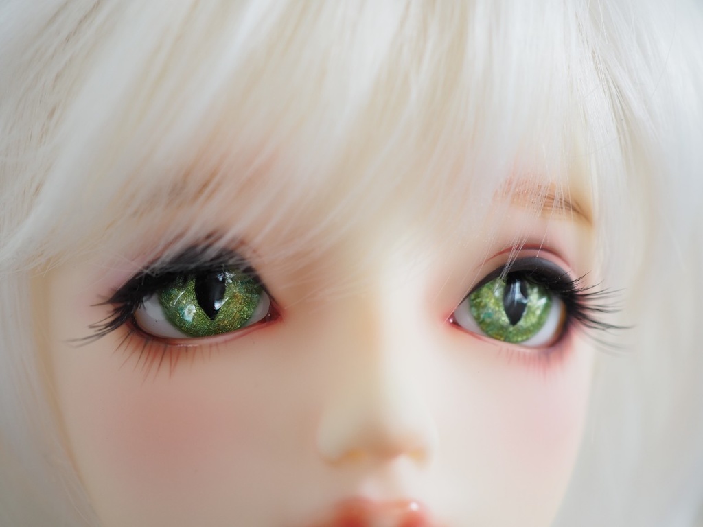 16mm/9.5mm グリーン系 猫目 水彩タイプ 七宝グラスアイ
