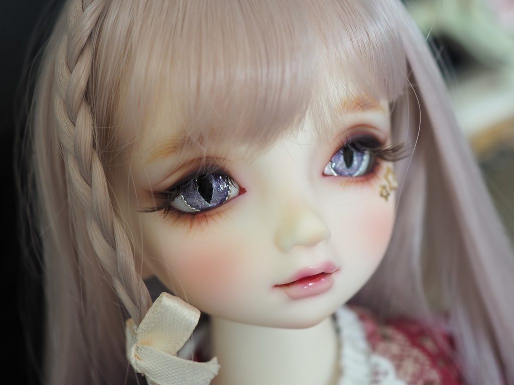 16mm/8.5mm パープル猫目 ジェムタイプ 七宝グラスアイ