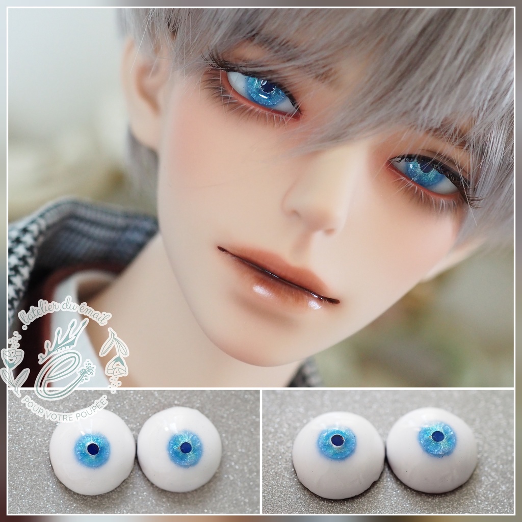 16mm/7mm 小虹彩 水色 水彩タイプ 七宝グラスアイ