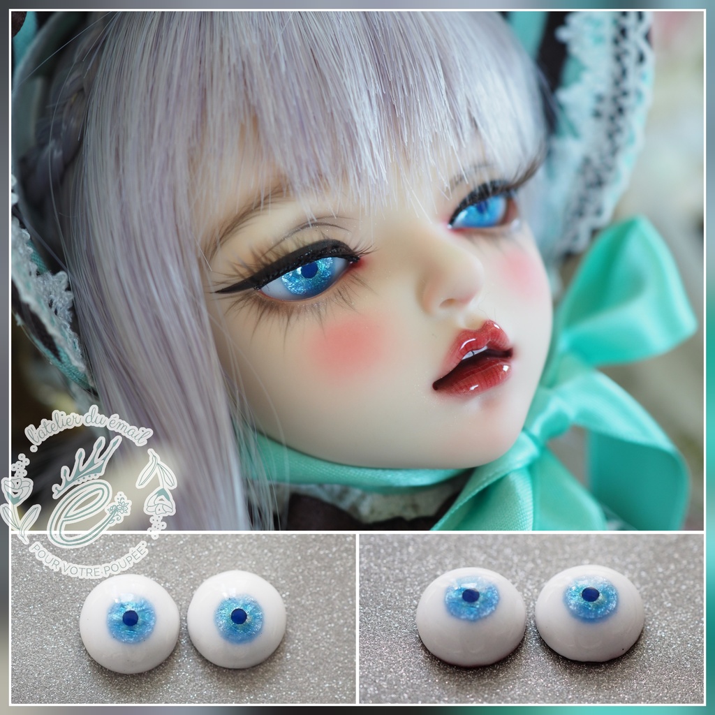 13mm/7mm 水色 水彩タイプ 七宝グラスアイ