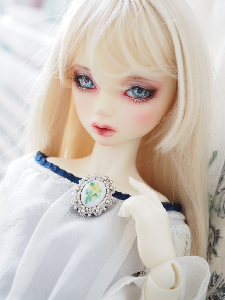 16mm/8.5mm ピンク×ライトブルー×グレー 水彩タイプ 七宝グラスアイ