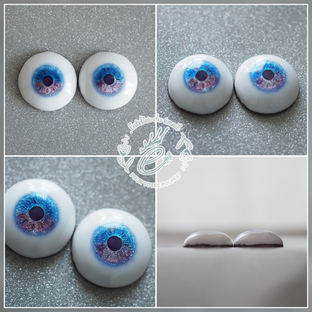18mm/10mm 夜桜(虹彩線あり)水彩タイプ 七宝グラスアイ