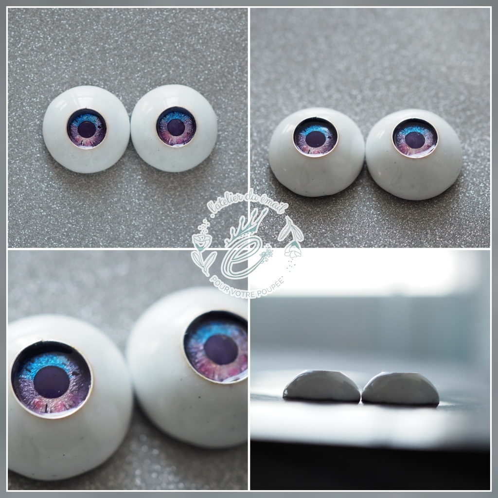 16mm/8mm 夜桜(虹彩線あり)ジェムタイプ 七宝グラスアイ