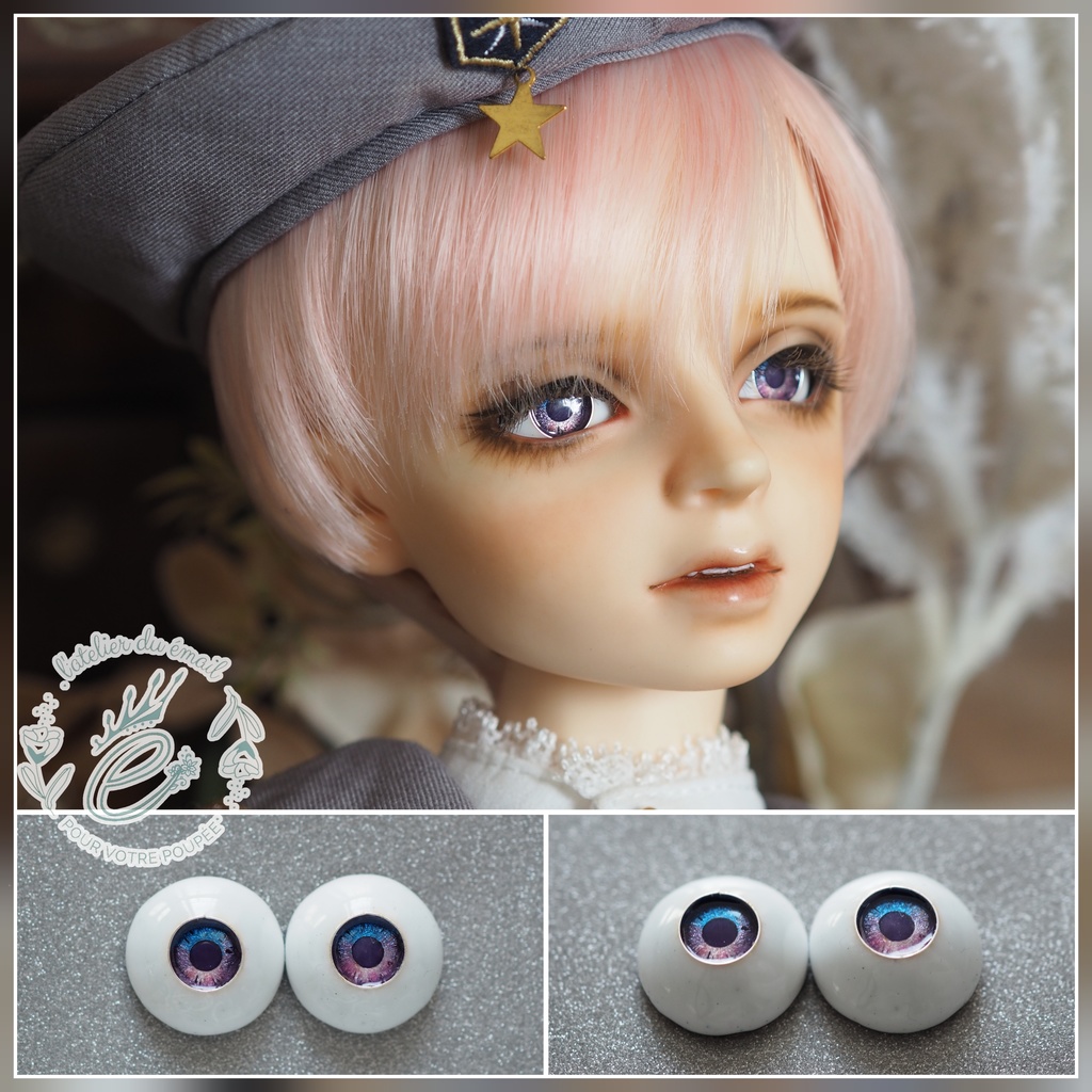 16mm/8mm 夜桜（虹彩線あり）ジェムタイプ 七宝グラスアイ