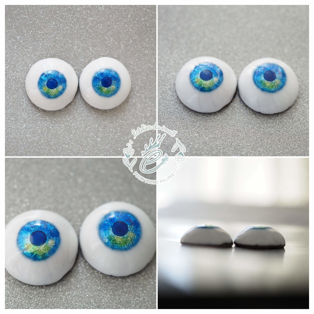 16mm/8.5mm 青空×ミモザ 水彩タイプ 七宝グラスアイ
