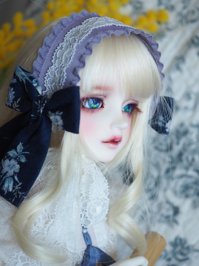 16mm/8.5mm 青空×ミモザ 水彩タイプ 七宝グラスアイ