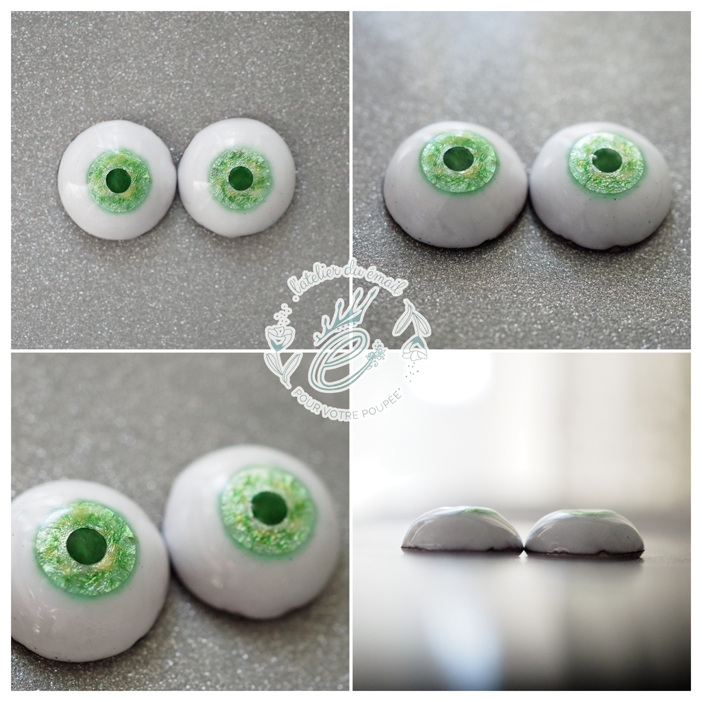 16mm/8.5mm ミモザグリーン 水彩タイプ 七宝グラスアイ