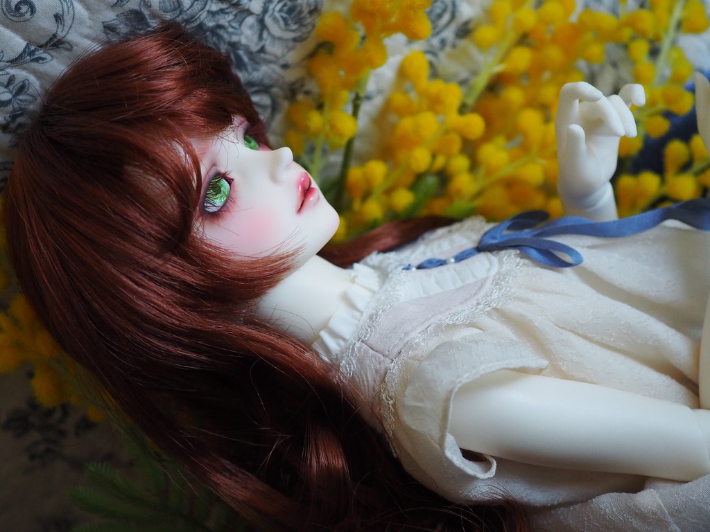 16mm/8.5mm ミモザグリーン 水彩タイプ 七宝グラスアイ