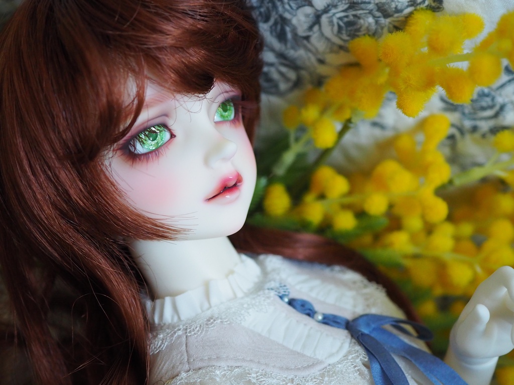 16mm/8.5mm ミモザグリーン 水彩タイプ 七宝グラスアイ