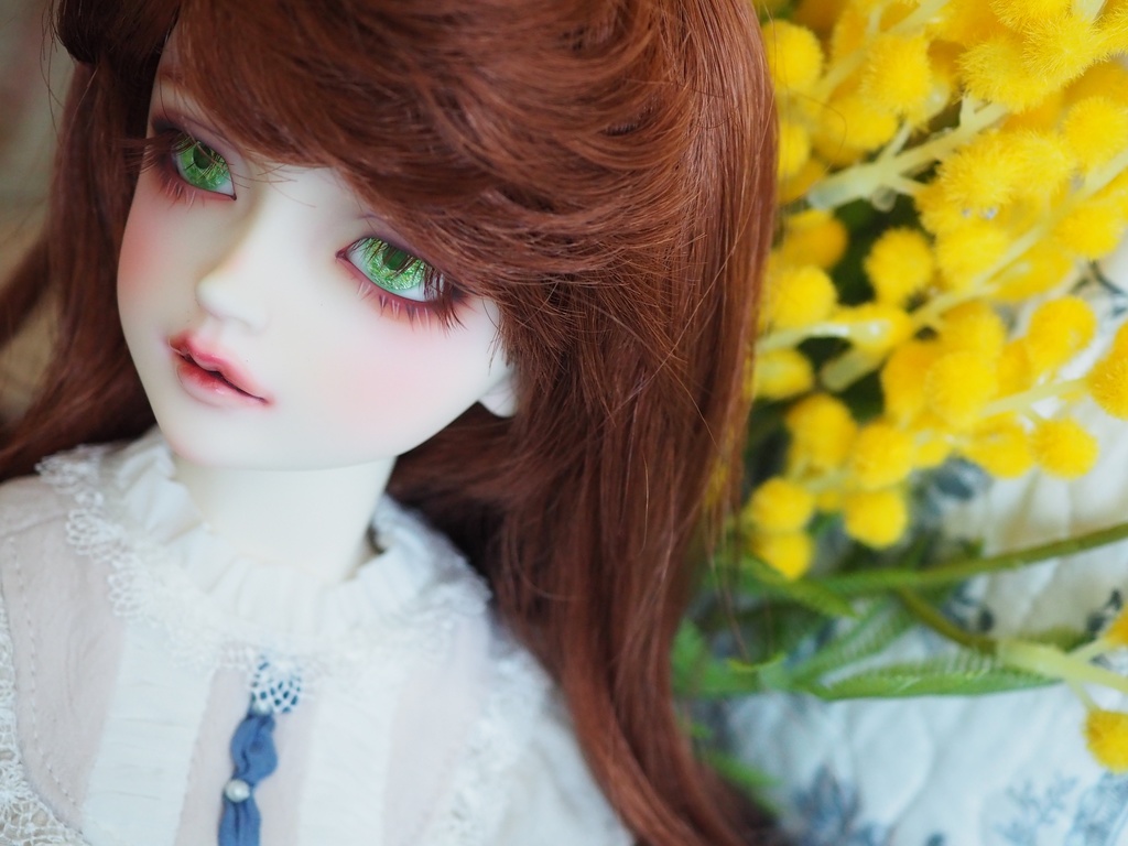 16mm/8.5mm ミモザグリーン 水彩タイプ 七宝グラスアイ