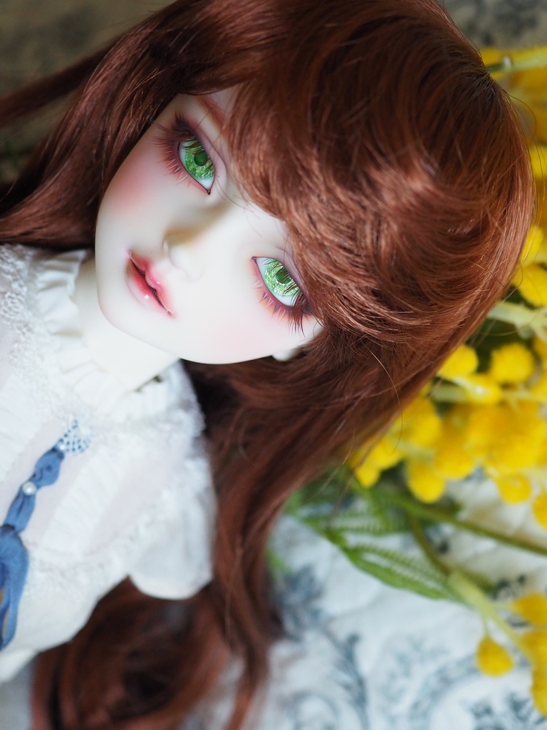 16mm/8.5mm ミモザグリーン 水彩タイプ 七宝グラスアイ