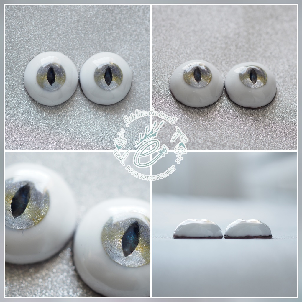 16mm/8.5mm 猫目グレー系 水彩タイプ七宝グラスアイ