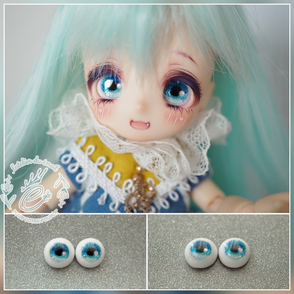 8mm/5.5mm ブルーグラデーション 水彩タイプ 七宝グラスアイ