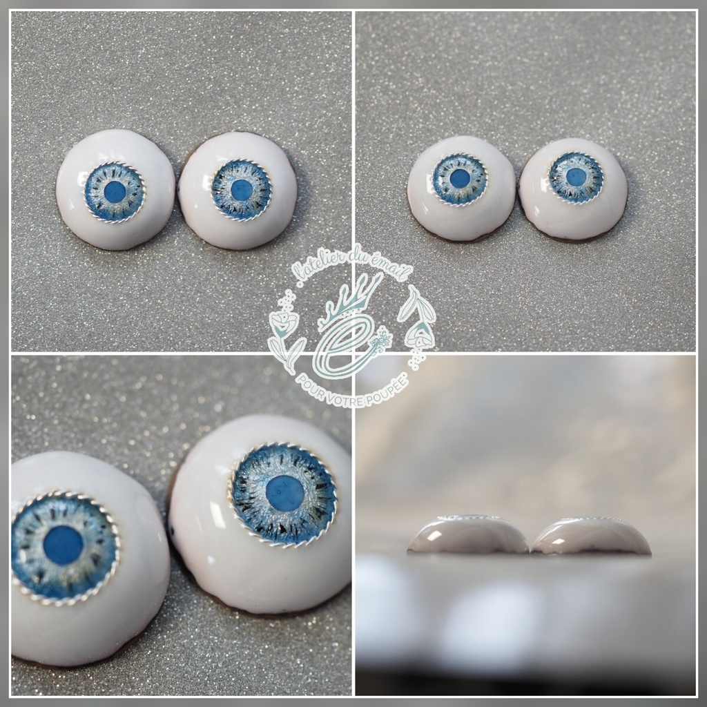 18mm/9mm ライトブルー 虹彩線あり ジェムタイプ 七宝グラスアイ