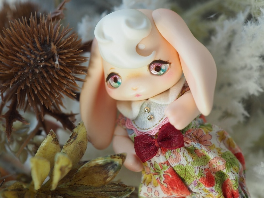 【B品】8mm/5.5mm ピンク×グリーン 水彩タイプ 七宝グラスアイ