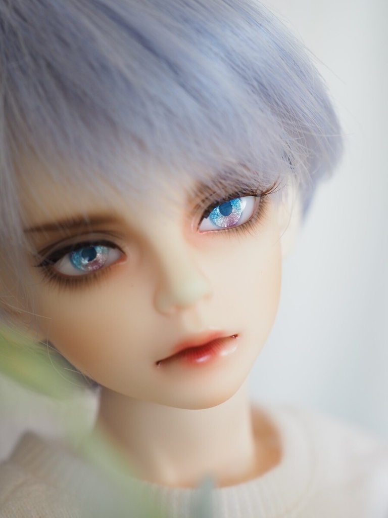 13mm/5.5mm 小虹彩ブルー×パープル 水彩タイプ 七宝グラスアイ