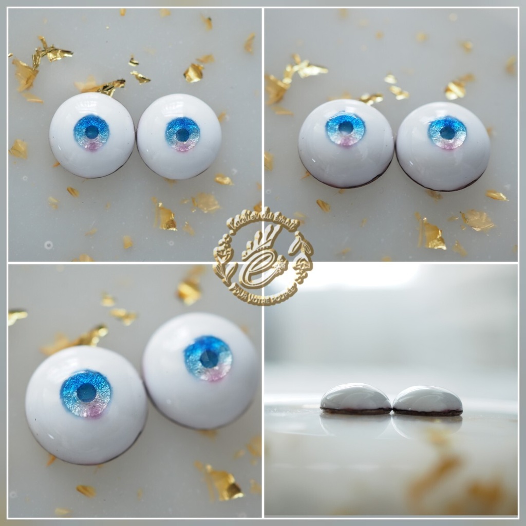 13mm/5.5mm 小虹彩ブルー×パープル 水彩タイプ 七宝グラスアイ
