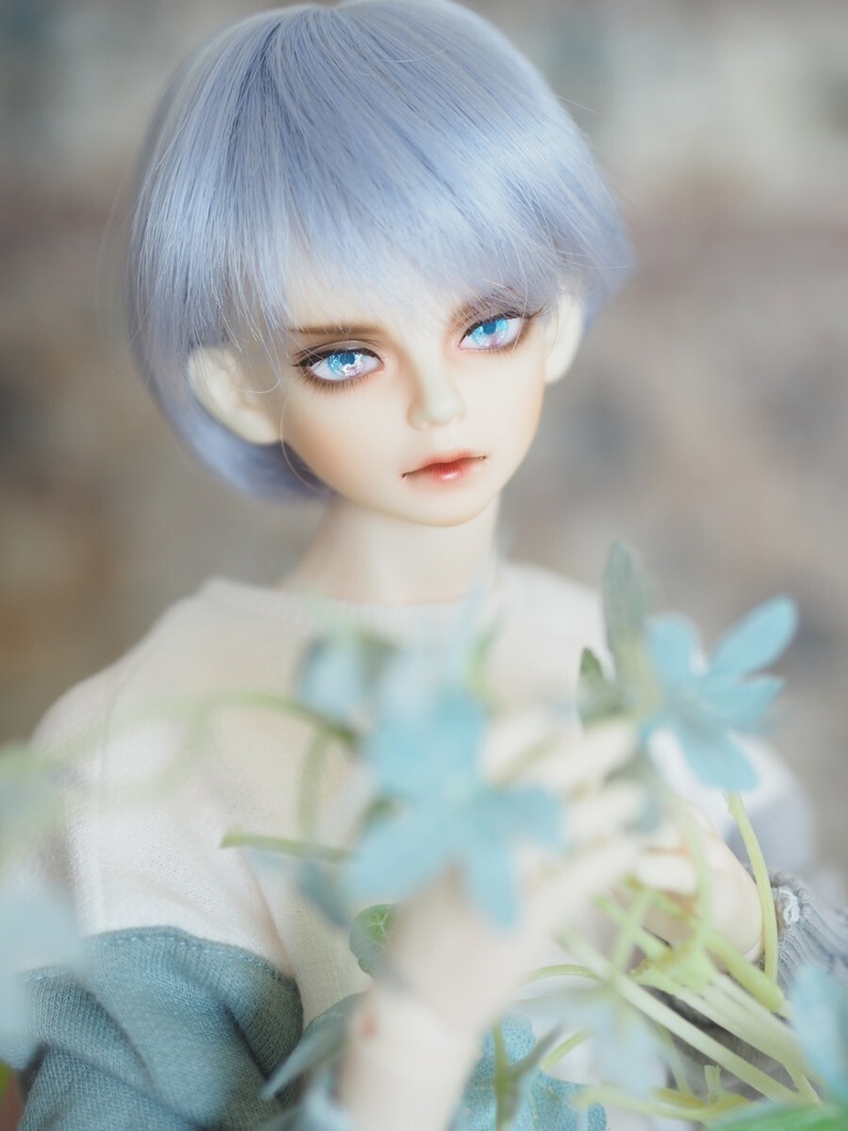 13mm/5.5mm 小虹彩ブルー×パープル 水彩タイプ 七宝グラスアイ