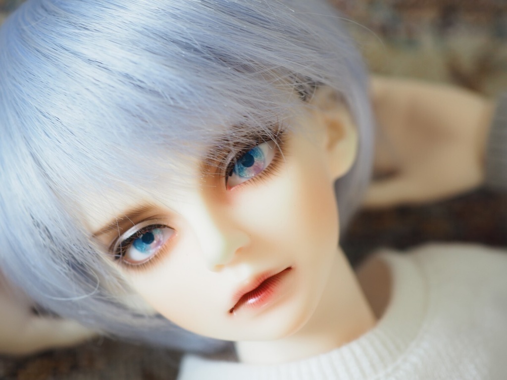 13mm/5.5mm 小虹彩ブルー×パープル 水彩タイプ 七宝グラスアイ