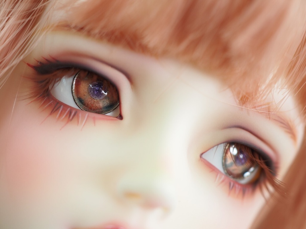 18mm/9mm ブルー&ピンク 瞳孔パープル カッパータイプ 七宝グラスアイ