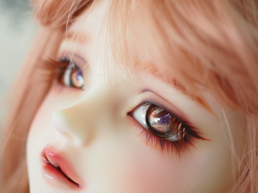 18mm/9mm ブルー&ピンク 瞳孔パープル カッパータイプ 七宝グラスアイ