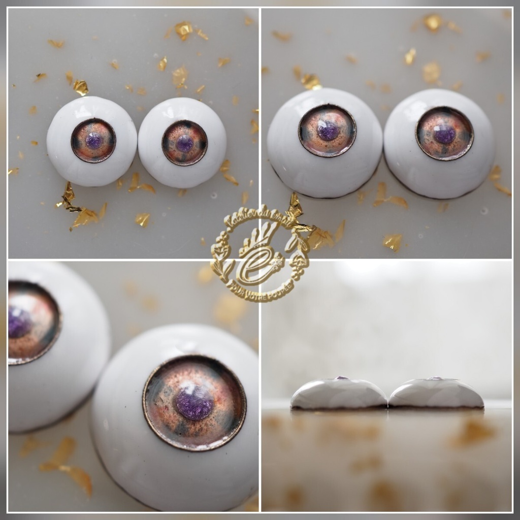 18mm/9mm ブルー&ピンク 瞳孔パープル カッパータイプ 七宝グラスアイ
