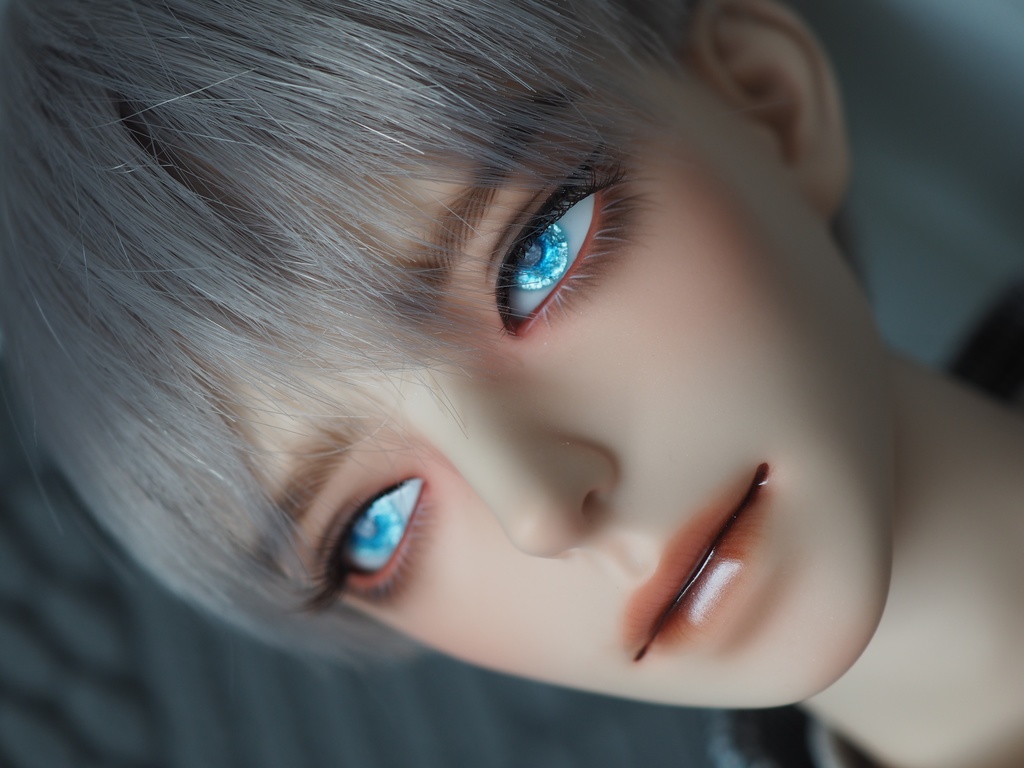 16mm/7mm 小虹彩 ライトブルー(瞳孔シルバー)水彩タイプ 七宝グラスアイ