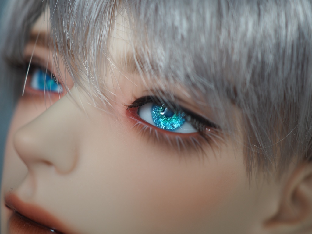 16mm/7mm 小虹彩 エメラルド×ブルー 水彩タイプ 七宝グラスアイ