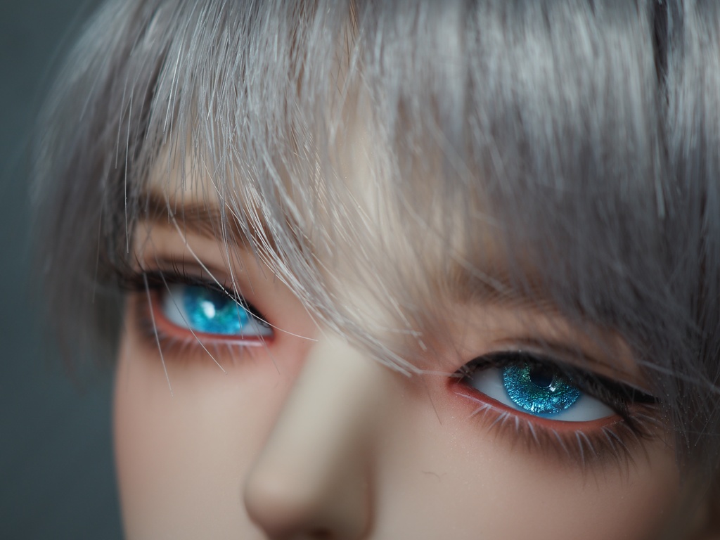 16mm/7mm 小虹彩 エメラルド×ブルー 水彩タイプ 七宝グラスアイ