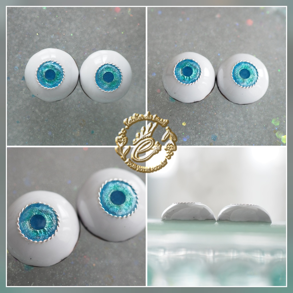 16mm/8.5mm エメラルドグリーン より線ジェムタイプ 七宝グラスアイ