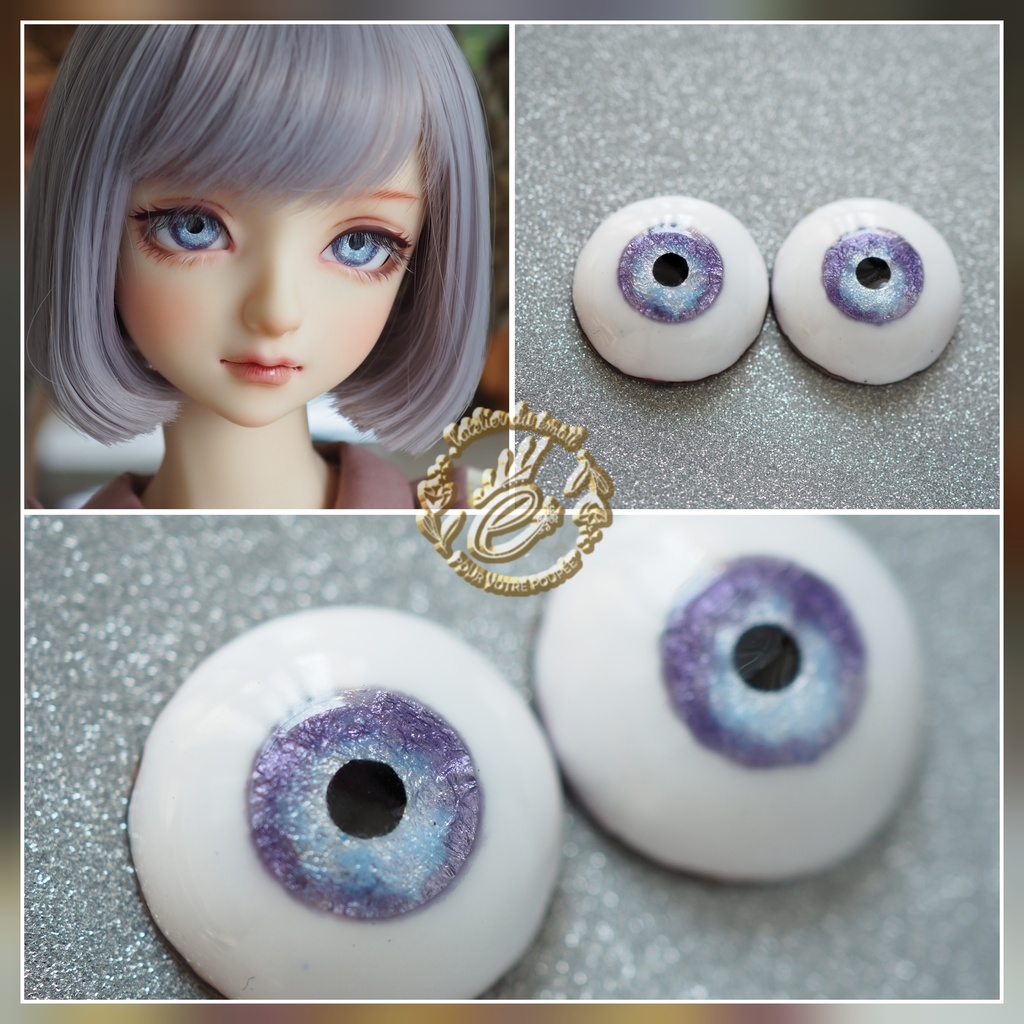 18mm/9.5mm パープル系 水彩タイプ 七宝グラスアイ