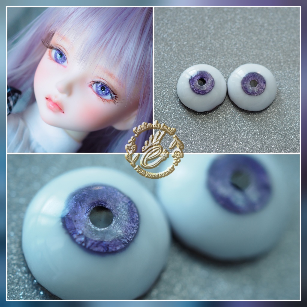 13mm/7mm パープル系 水彩タイプ 七宝グラスアイ