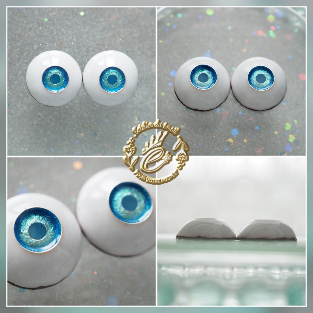 18mm/9mm エメラルドグリーン×ブルー ジェムタイプ 七宝グラスアイ