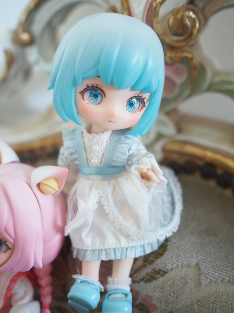 10mm/6.5mm ブルーグラデーション+金箔 水彩タイプ 七宝グラスアイ