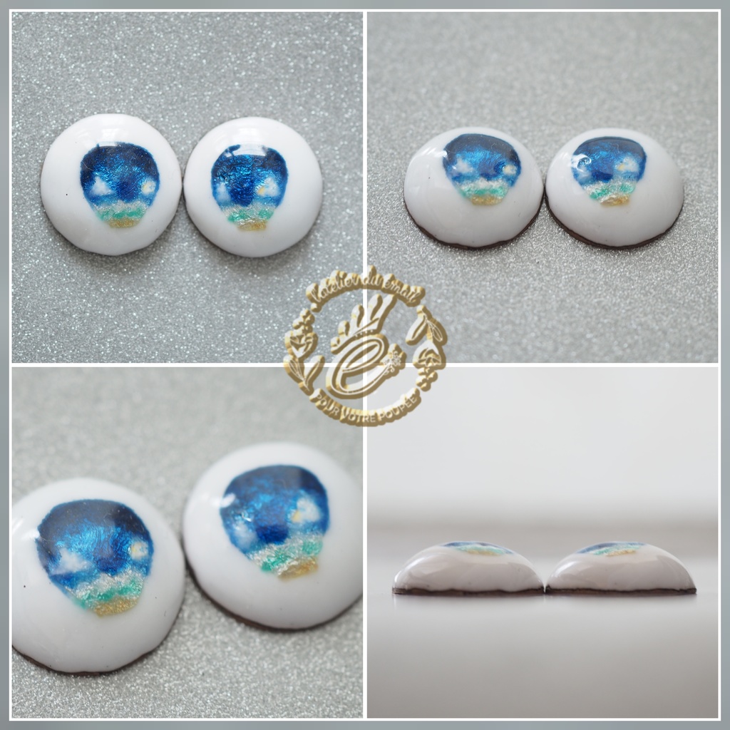 18mm/11-10mm 渚(ブルー系) アニメ風 水彩タイプ 七宝グラスアイ