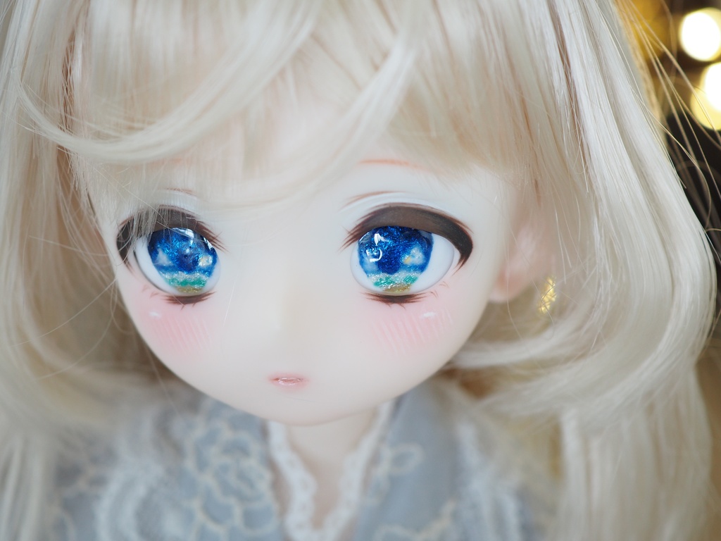 18mm/11-10mm 渚(ブルー系) アニメ風 水彩タイプ 七宝グラスアイ