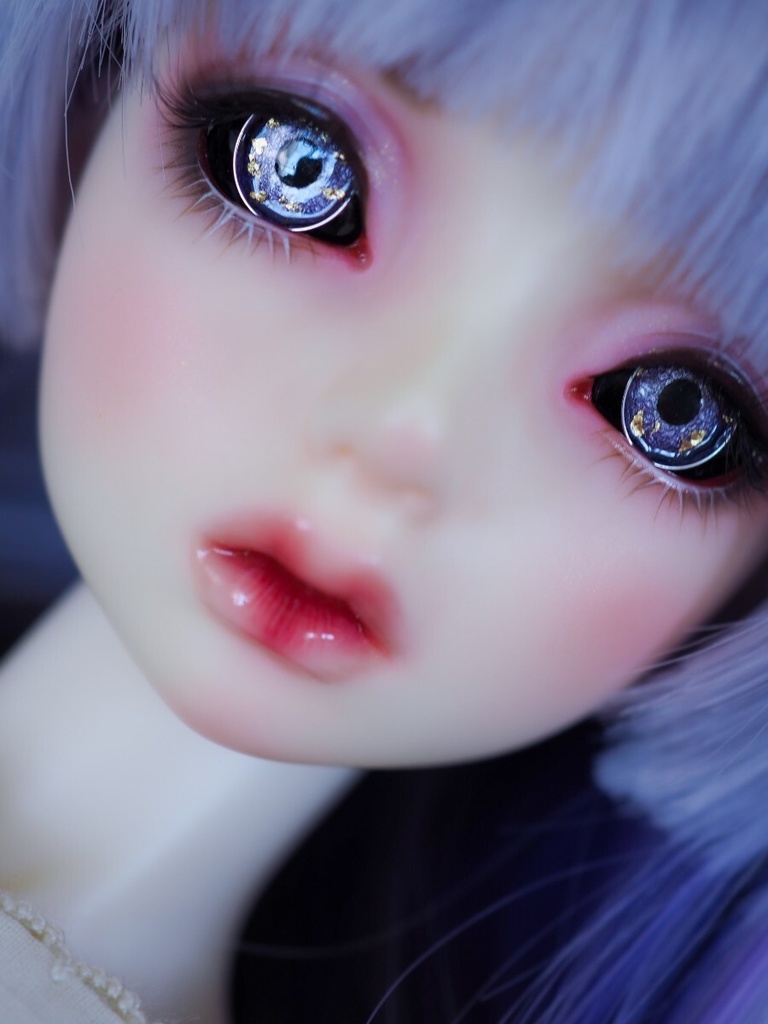 【ハロウィン特別仕様】18mm/9mm 黒白目 パープル+金箔 ジェムタイプ 七宝グラスアイ