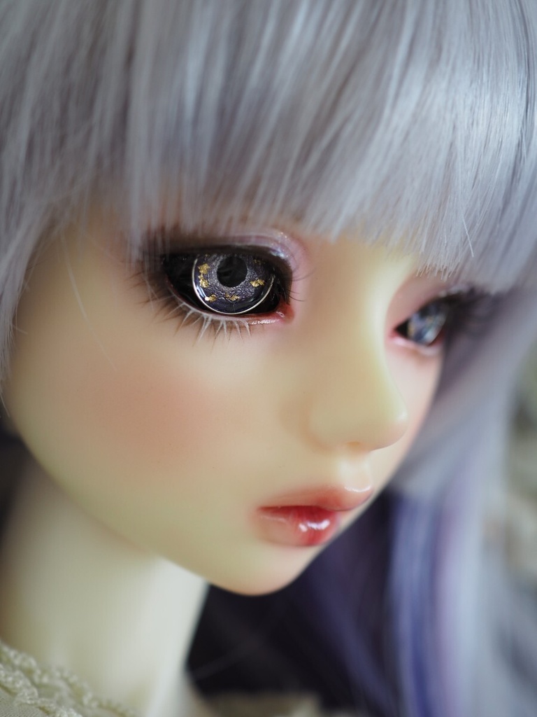 【ハロウィン特別仕様】18mm/9mm 黒白目 パープル+金箔 ジェムタイプ 七宝グラスアイ