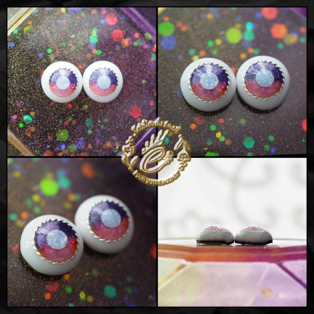 10.5mm/8mm パープル×ピンク ジェムタイプ 七宝グラスアイ