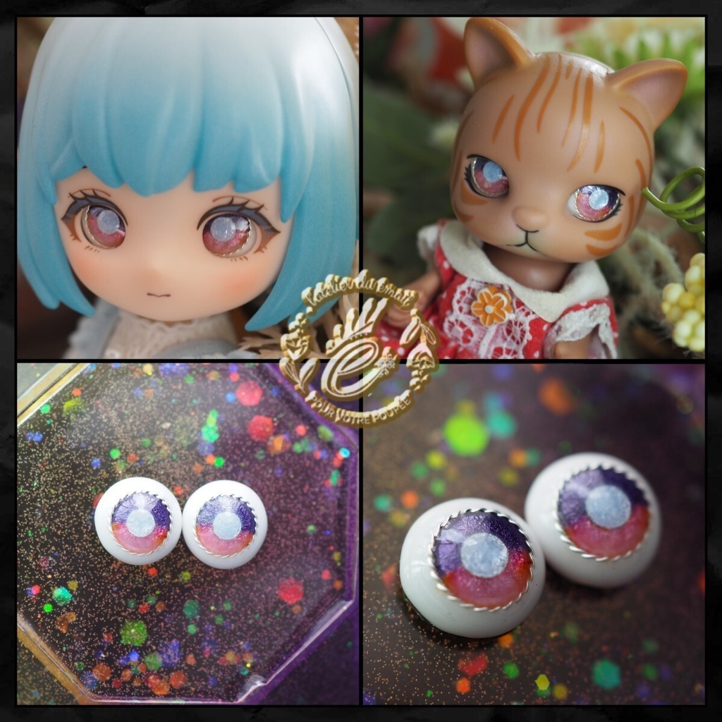10.5mm/8mm パープル×ピンク ジェムタイプ 七宝グラスアイ