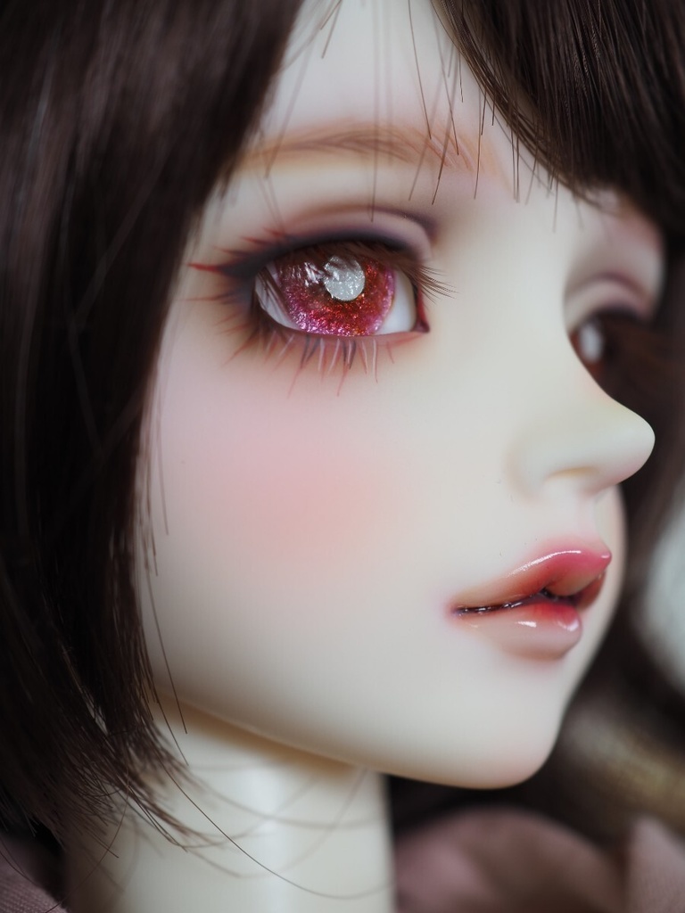 18mm/10mm レッド(瞳孔シルバー)水彩タイプ 七宝グラスアイ ドールアイ