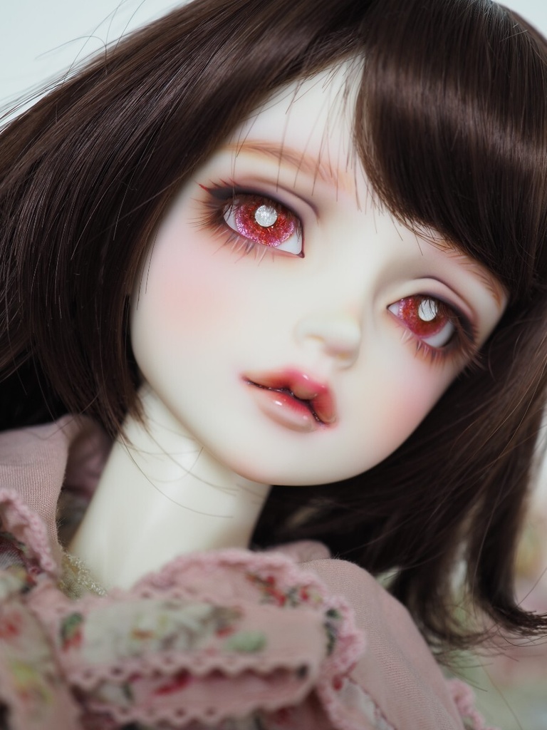 18mm/10mm レッド(瞳孔シルバー)水彩タイプ 七宝グラスアイ ドールアイ