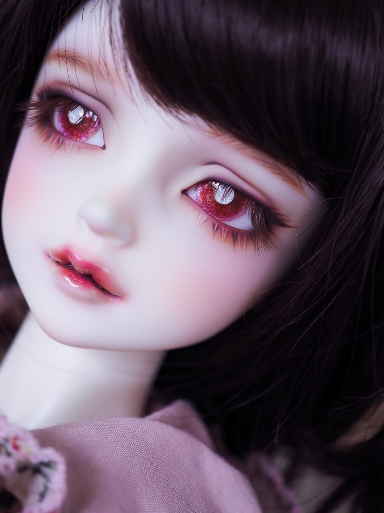 18mm/10mm レッド(瞳孔シルバー)水彩タイプ 七宝グラスアイ ドールアイ