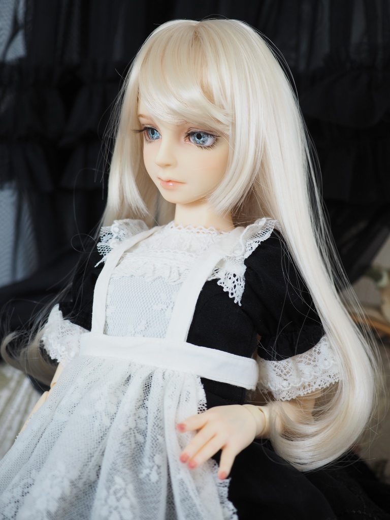 16mm/9.5mm ライトブルー×グレー 虹彩線あり 水彩タイプ 七宝グラスアイ