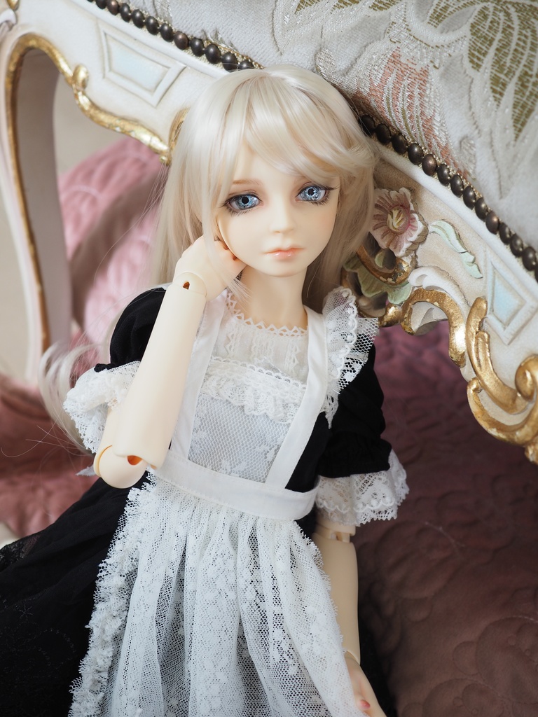 16mm/9.5mm ライトブルー×グレー 虹彩線あり 水彩タイプ 七宝グラスアイ