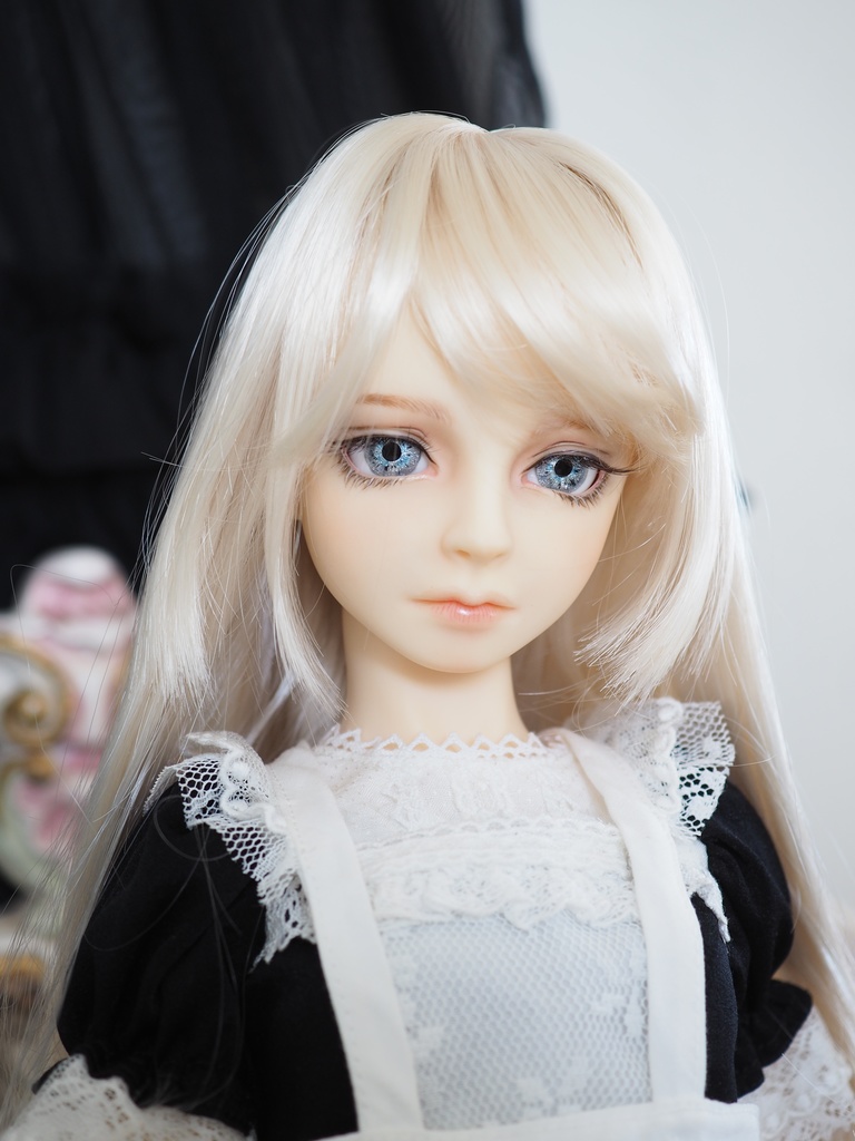 16mm/9.5mm ライトブルー×グレー 虹彩線あり 水彩タイプ 七宝グラスアイ