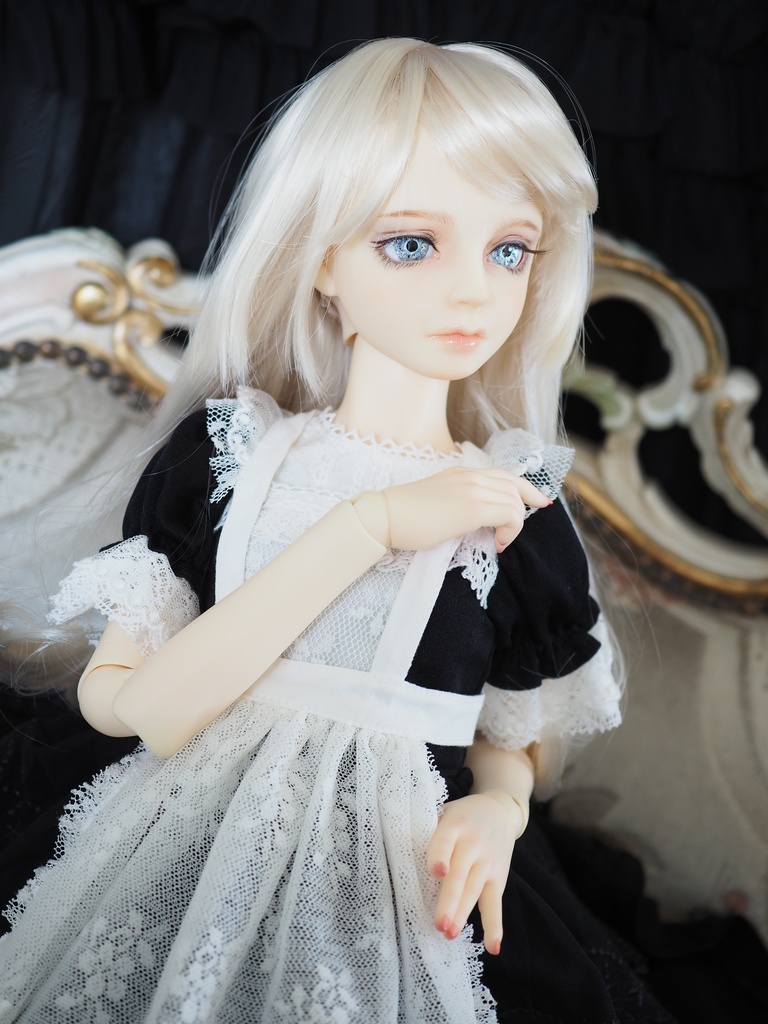 16mm/9.5mm ライトブルー×グレー 虹彩線あり 水彩タイプ 七宝グラスアイ